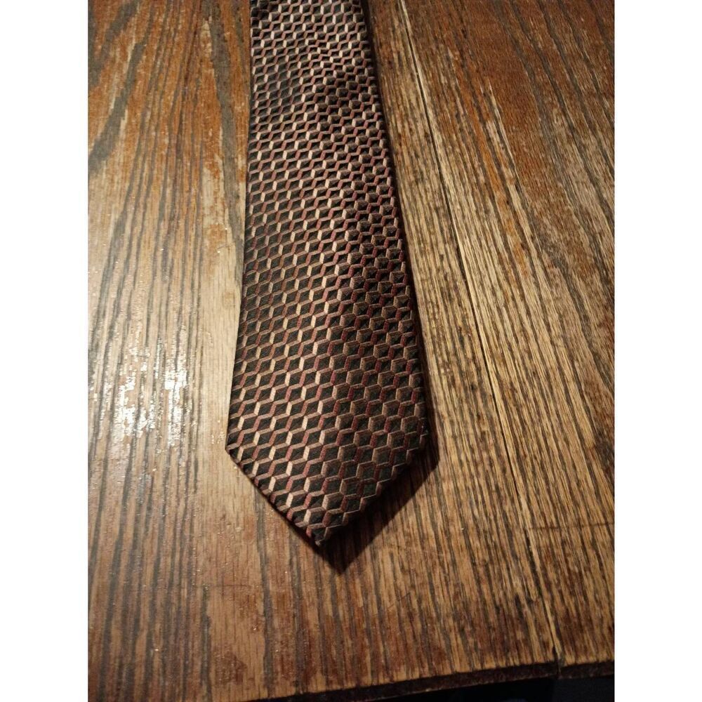 Van Heusen Black Brown Copper 100% Silk Necktie Tie Formal Wear Office Church
